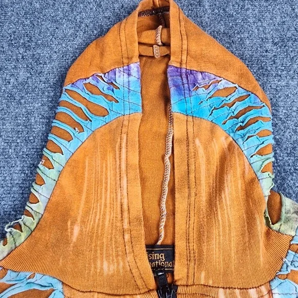 Rising International Hoodie XL Nepal Hippie Boho TieDye‎  Jacket Art To Wear - Picture 4 of 10